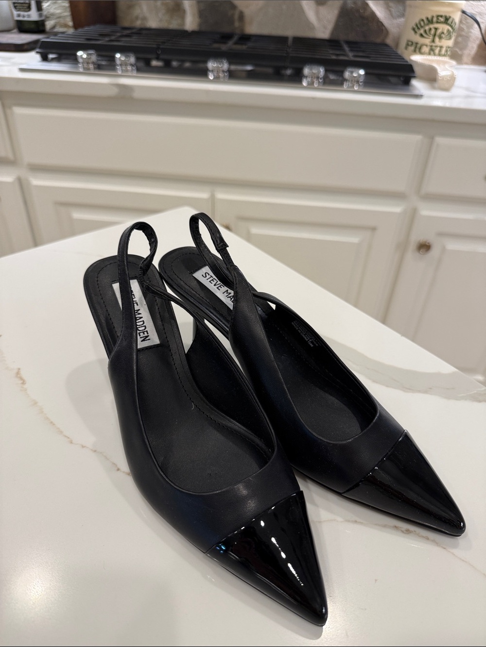 Steve Madden Black Pointed Slingback Mules